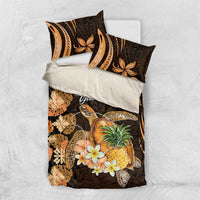 Personalised Aloha Hawaii Lanai Island Bedding Set Pineapple Isle Map Sea Turtle Plumeria