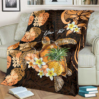Personalised Aloha Hawaii Lanai Island Blanket Pineapple Isle Map Sea Turtle Plumeria