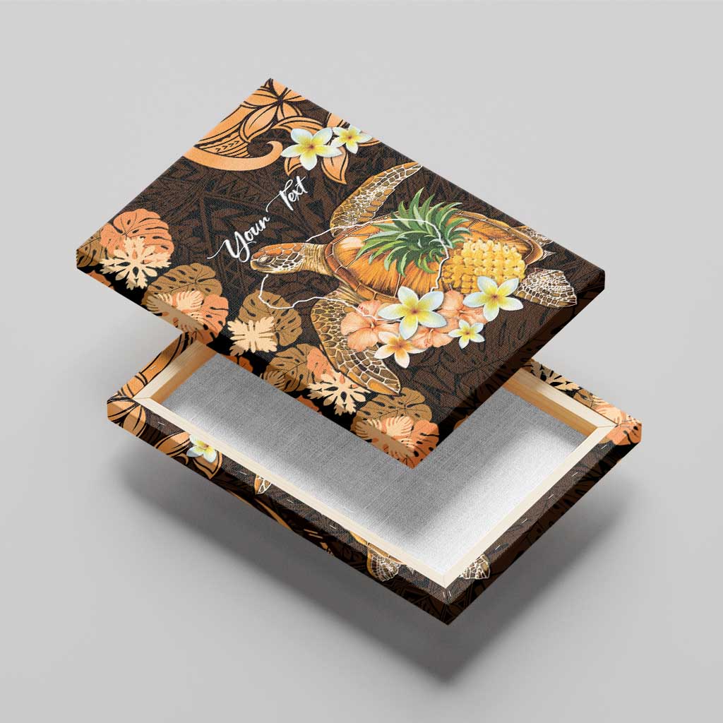 Personalised Aloha Hawaii Lanai Island Canvas Wall Art Pineapple Isle Map Sea Turtle Plumeria