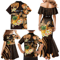 Personalised Aloha Hawaii Lanai Island Family Matching Mermaid Dress and Hawaiian Shirt Pineapple Isle Map Sea Turtle Plumeria