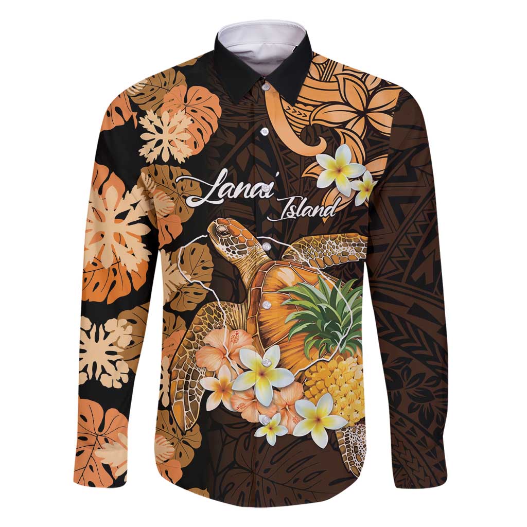 Personalised Aloha Hawaii Lanai Island Family Matching Off Shoulder Maxi Dress and Hawaiian Shirt Pineapple Isle Map Sea Turtle Plumeria