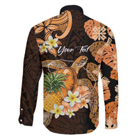 Personalised Aloha Hawaii Lanai Island Family Matching Off Shoulder Maxi Dress and Hawaiian Shirt Pineapple Isle Map Sea Turtle Plumeria