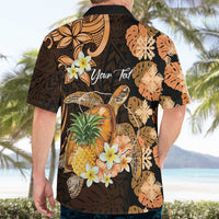 Personalised Aloha Hawaii Lanai Island Hawaiian Shirt Pineapple Isle Map Sea Turtle Plumeria
