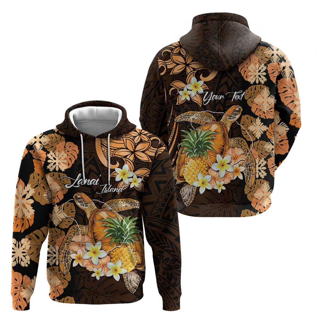Personalised Aloha Hawaii Lanai Island Hoodie Pineapple Isle Map Sea Turtle Plumeria