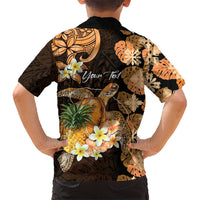 Personalised Aloha Hawaii Lanai Island Kid Hawaiian Shirt Pineapple Isle Map Sea Turtle Plumeria