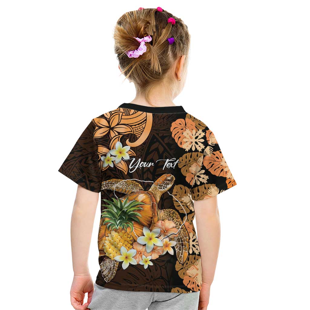 Personalised Aloha Hawaii Lanai Island Kid T Shirt Pineapple Isle Map Sea Turtle Plumeria