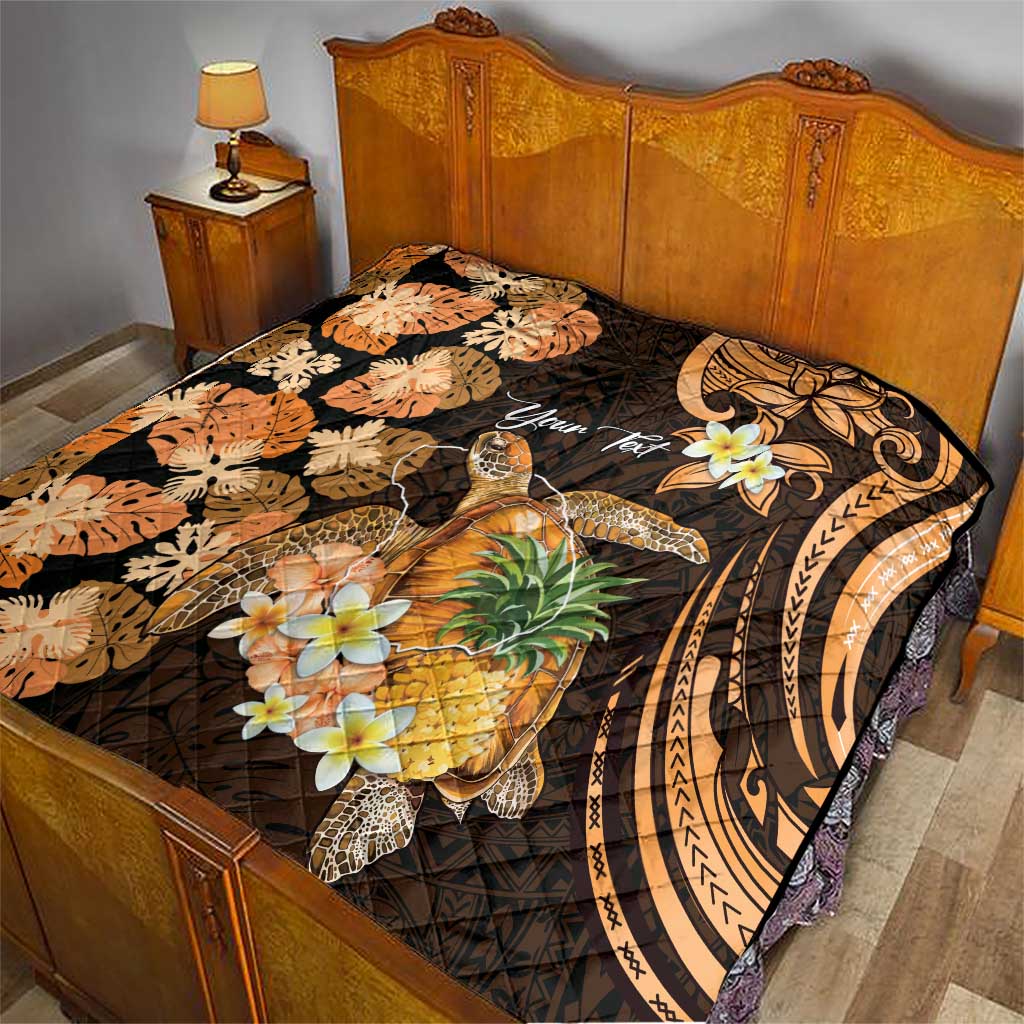 Personalised Aloha Hawaii Lanai Island Quilt Pineapple Isle Map Sea Turtle Plumeria