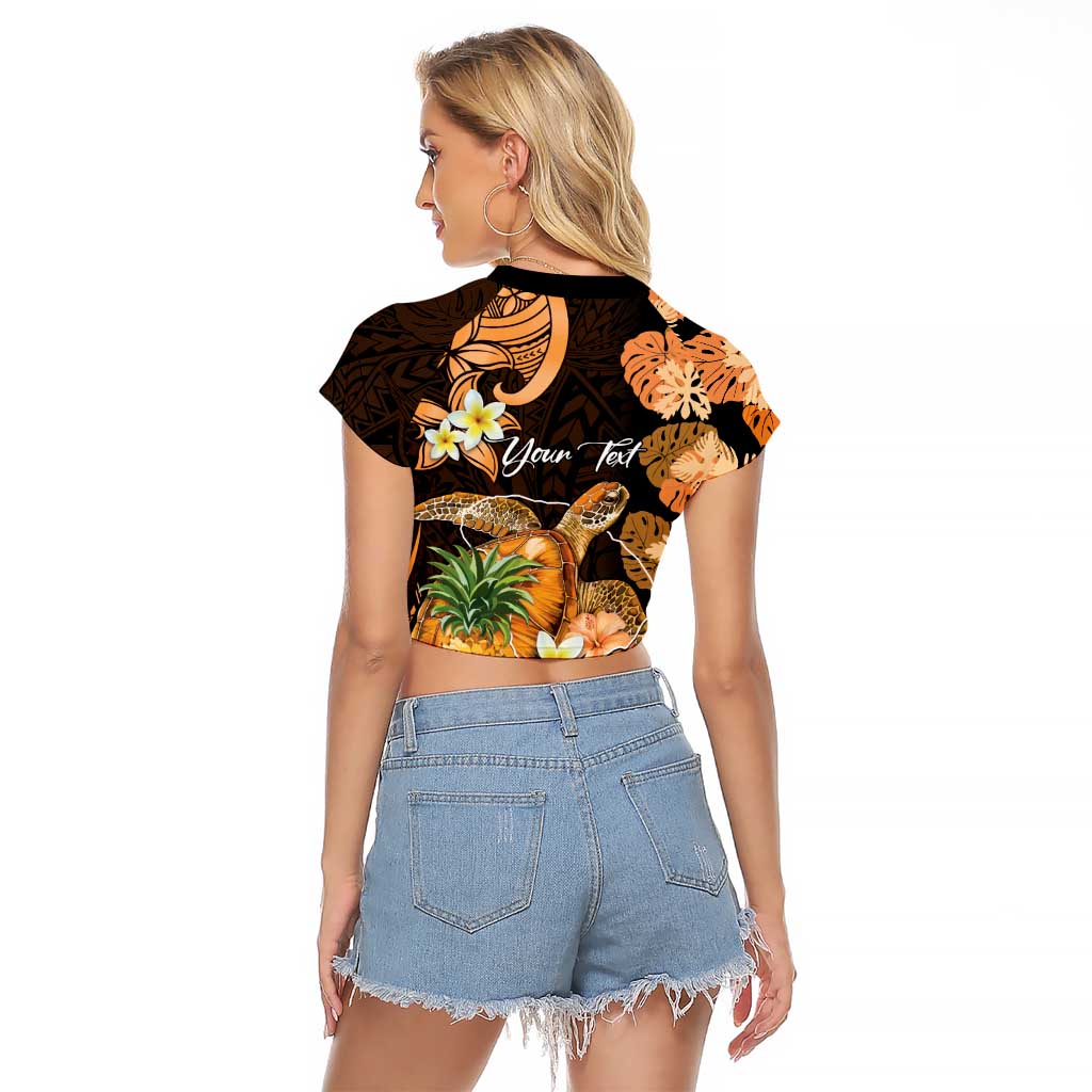 Personalised Aloha Hawaii Lanai Island Raglan Cropped T Shirt Pineapple Isle Map Sea Turtle Plumeria