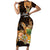 Personalised Aloha Hawaii Lanai Island Short Sleeve Bodycon Dress Pineapple Isle Map Sea Turtle Plumeria