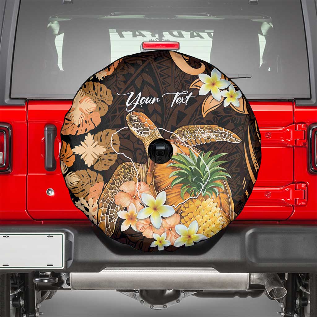Personalised Aloha Hawaii Lanai Island Spare Tire Cover Pineapple Isle Map Sea Turtle Plumeria