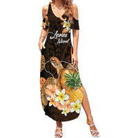 Personalised Aloha Hawaii Lanai Island Summer Maxi Dress Pineapple Isle Map Sea Turtle Plumeria