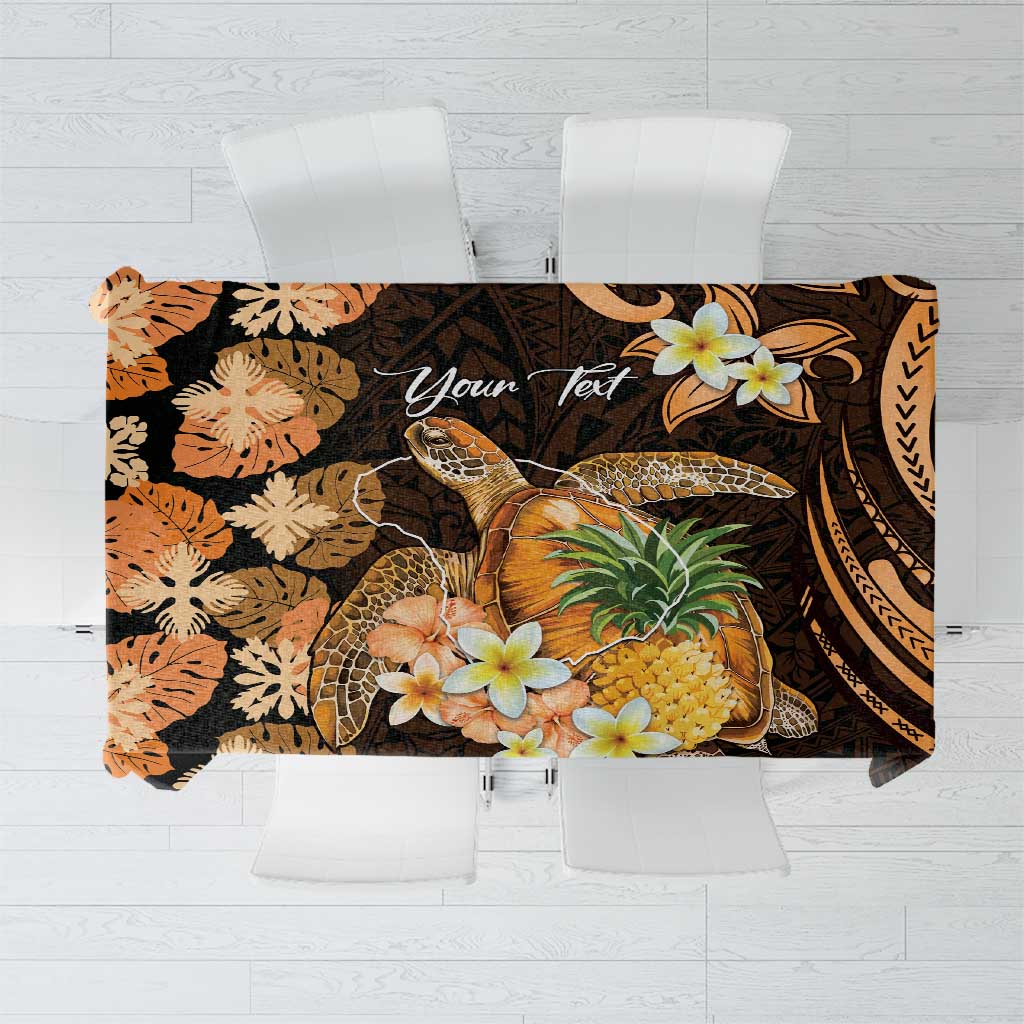 Personalised Aloha Hawaii Lanai Island Tablecloth Pineapple Isle Map Sea Turtle Plumeria