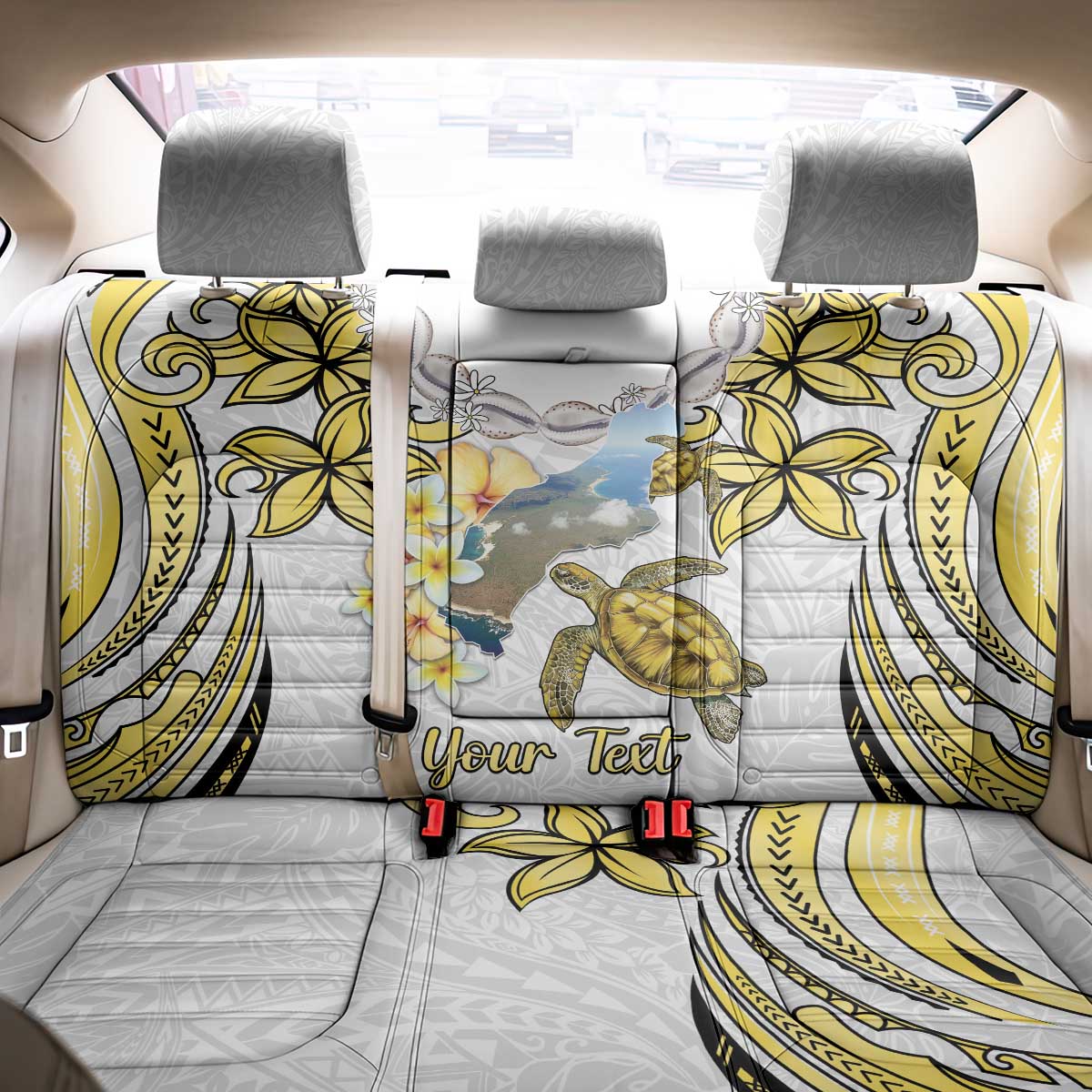Personalised Aloha Hawaii Niihau Island Back Car Seat Cover Forbidden Isle Map Shell Lei LT14 - Polynesian Pride