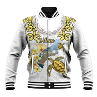 Personalised Aloha Hawaii Niihau Island Baseball Jacket Forbidden Isle Map Shell Lei