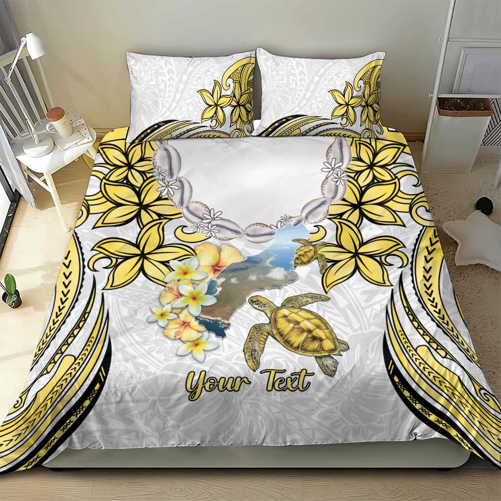 Personalised Aloha Hawaii Niihau Island Bedding Set Forbidden Isle Map Shell Lei