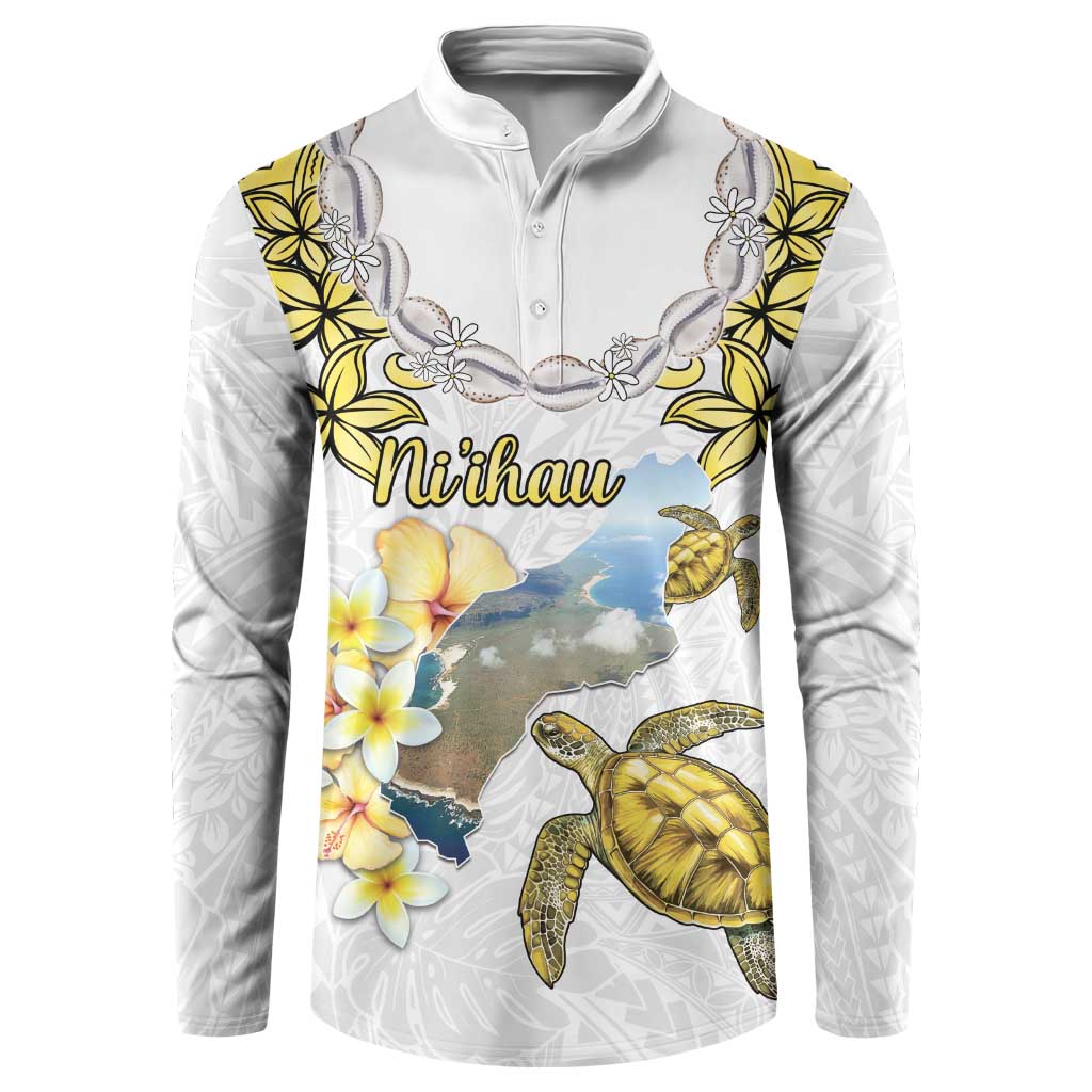Personalised Aloha Hawaii Niihau Island Button Sweatshirt Forbidden Isle Map Shell Lei