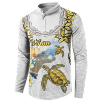 Personalised Aloha Hawaii Niihau Island Button Sweatshirt Forbidden Isle Map Shell Lei