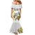 Personalised Aloha Hawaii Niihau Island Family Matching Mermaid Dress and Hawaiian Shirt Forbidden Isle Map Shell Lei