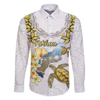 Personalised Aloha Hawaii Niihau Island Family Matching Off Shoulder Short Dress and Hawaiian Shirt Forbidden Isle Map Shell Lei LT14 Dad's Shirt - Long Sleeve Yellow - Polynesian Pride