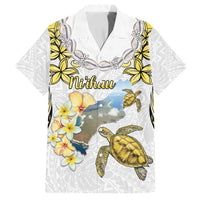 Personalised Aloha Hawaii Niihau Island Family Matching Summer Maxi Dress and Hawaiian Shirt Forbidden Isle Map Shell Lei LT14 Dad's Shirt - Short Sleeve Yellow - Polynesian Pride