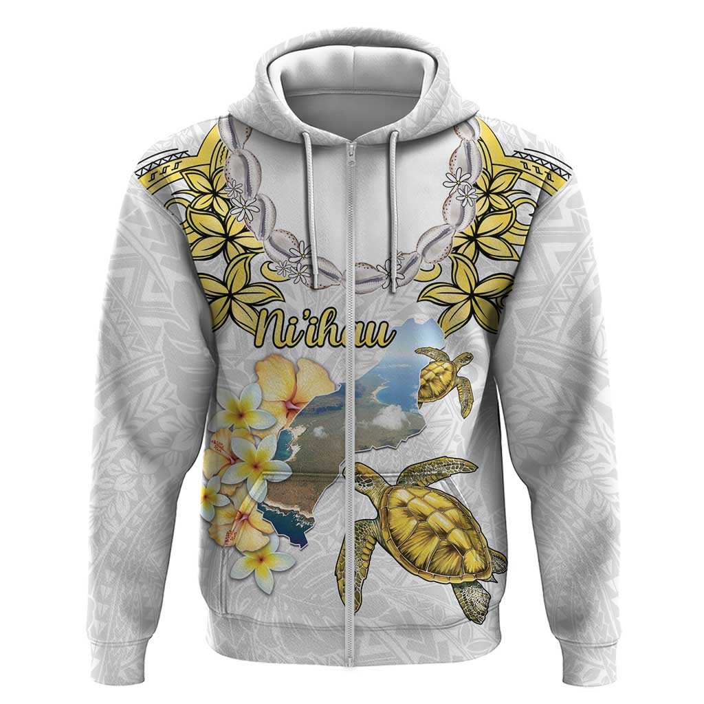 Personalised Aloha Hawaii Niihau Island Hoodie Forbidden Isle Map Shell Lei