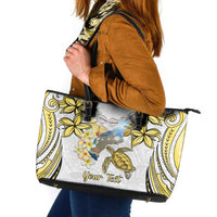 Personalised Aloha Hawaii Niihau Island Leather Tote Bag Forbidden Isle Map Shell Lei LT14 Yellow - Polynesian Pride