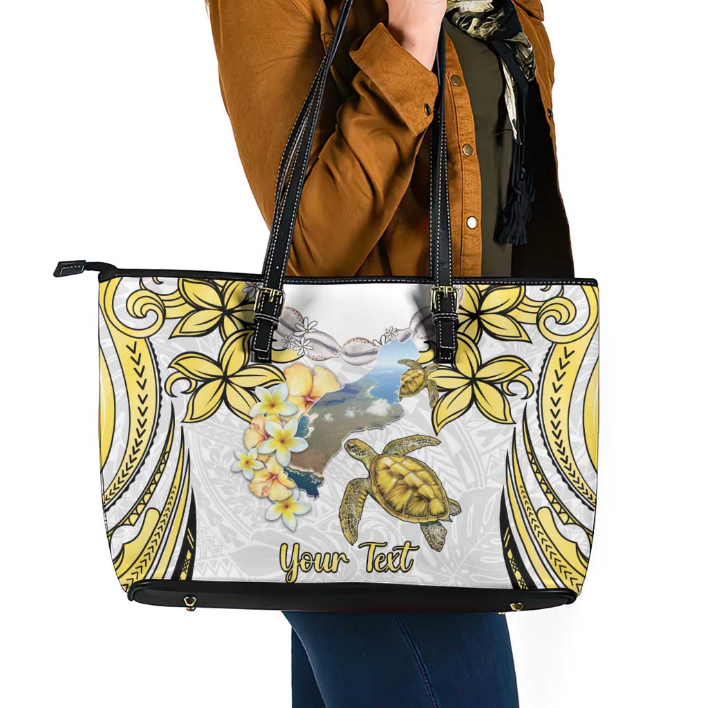 Personalised Aloha Hawaii Niihau Island Leather Tote Bag Forbidden Isle Map Shell Lei LT14 - Polynesian Pride