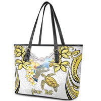 Personalised Aloha Hawaii Niihau Island Leather Tote Bag Forbidden Isle Map Shell Lei LT14 - Polynesian Pride