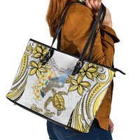 Personalised Aloha Hawaii Niihau Island Leather Tote Bag Forbidden Isle Map Shell Lei LT14 - Polynesian Pride