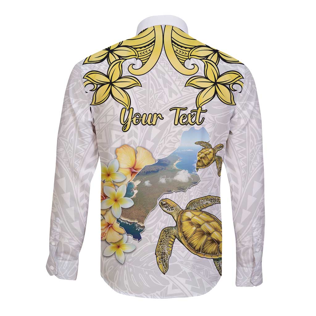 Personalised Aloha Hawaii Niihau Island Long Sleeve Button Shirt Forbidden Isle Map Shell Lei