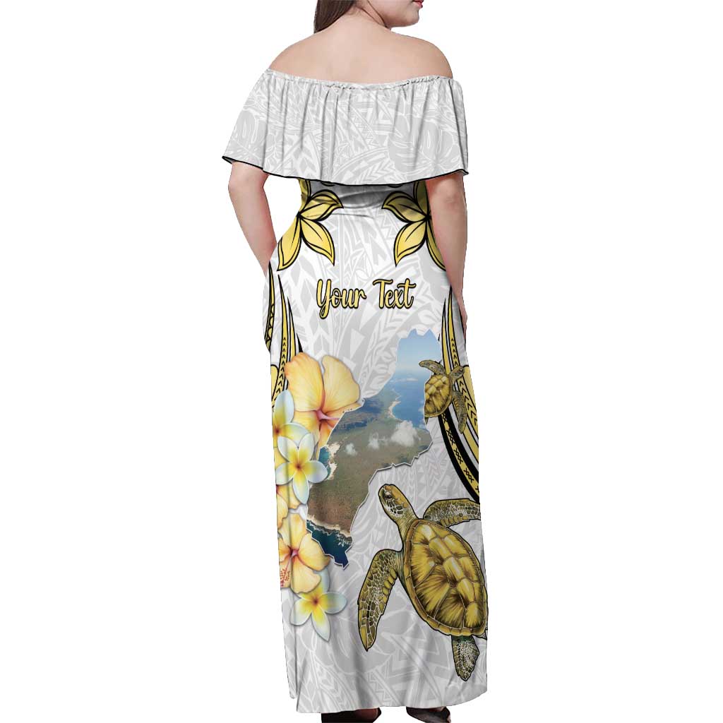 Personalised Aloha Hawaii Niihau Island Off Shoulder Maxi Dress Forbidden Isle Map Shell Lei