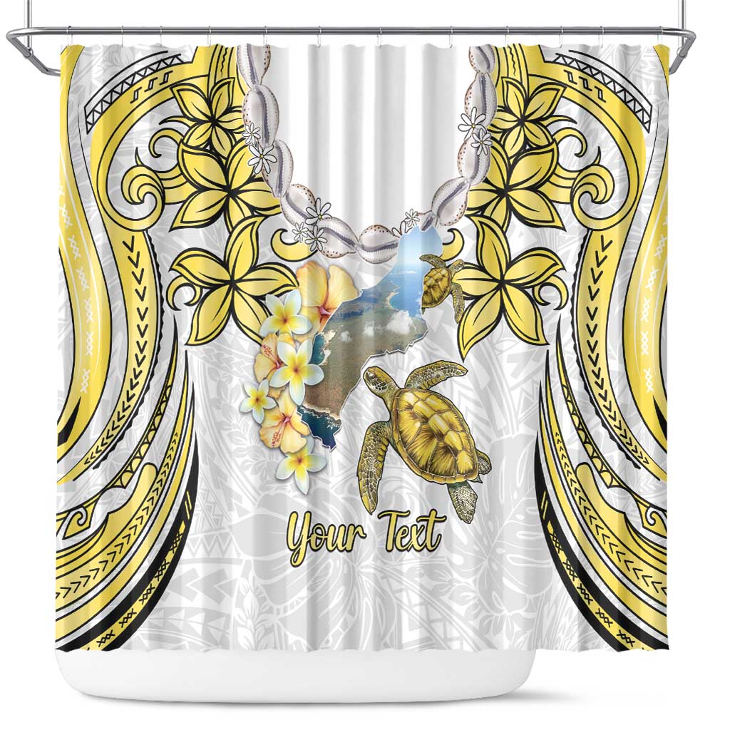 Personalised Aloha Hawaii Niihau Island Shower Curtain Forbidden Isle Map Shell Lei LT14 Yellow - Polynesian Pride