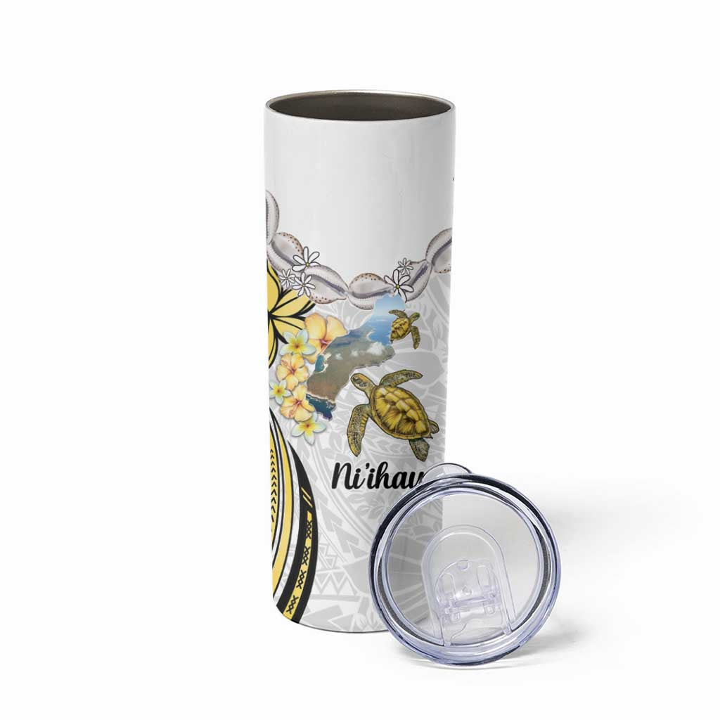 Personalised Aloha Hawaii Niihau Island Skinny Tumbler Forbidden Isle Map Shell Lei