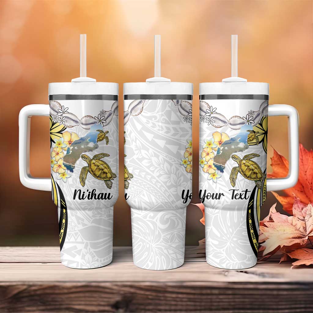 Personalised Aloha Hawaii Niihau Island Tumbler With Handle Forbidden Isle Map Shell Lei