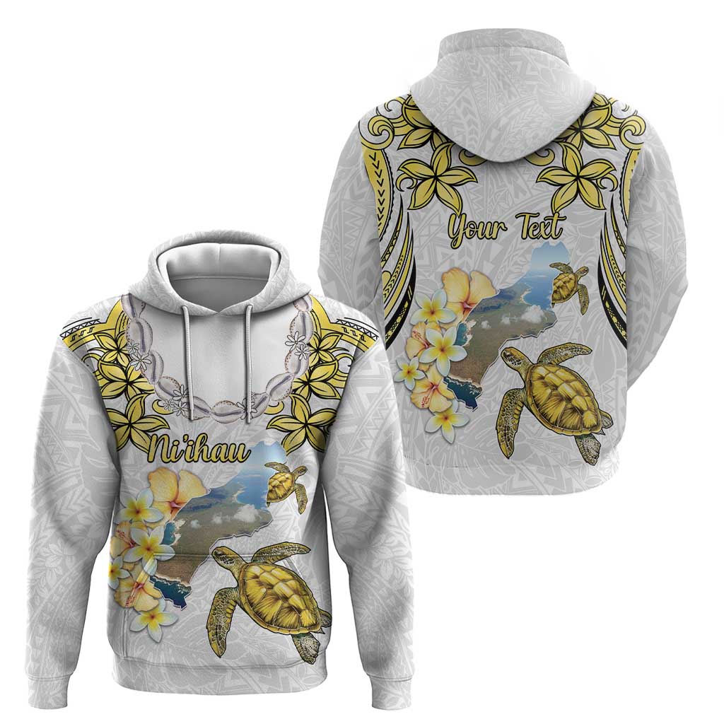 Personalised Aloha Hawaii Niihau Island Zip Hoodie Forbidden Isle Map Shell Lei