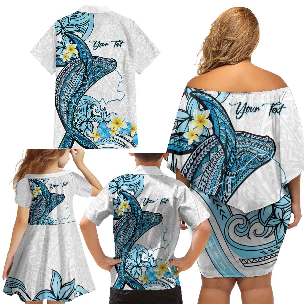 Personalised Aloha Hawaii Kahoolawe Island Family Matching Off Shoulder Short Dress and Hawaiian Shirt Target Isle Map With Humpback Whale LT14 - Polynesian Pride