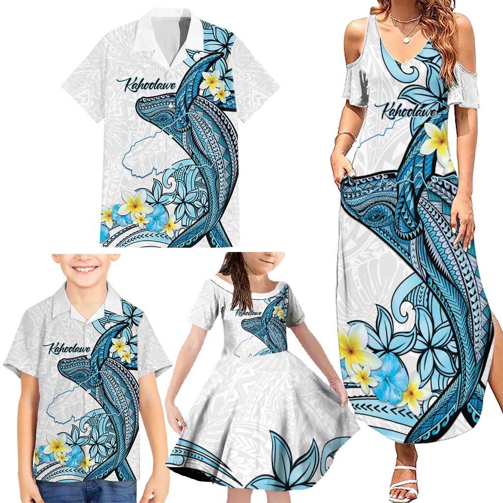 Personalised Aloha Hawaii Kahoolawe Island Family Matching Summer Maxi Dress and Hawaiian Shirt Target Isle Map With Humpback Whale LT14 - Polynesian Pride