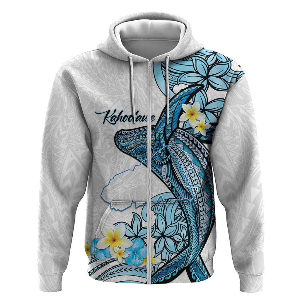 Personalised Aloha Hawaii Kahoolawe Island Zip Hoodie Target Isle Map With Humpback Whale LT14 Zip Hoodie Blue - Polynesian Pride