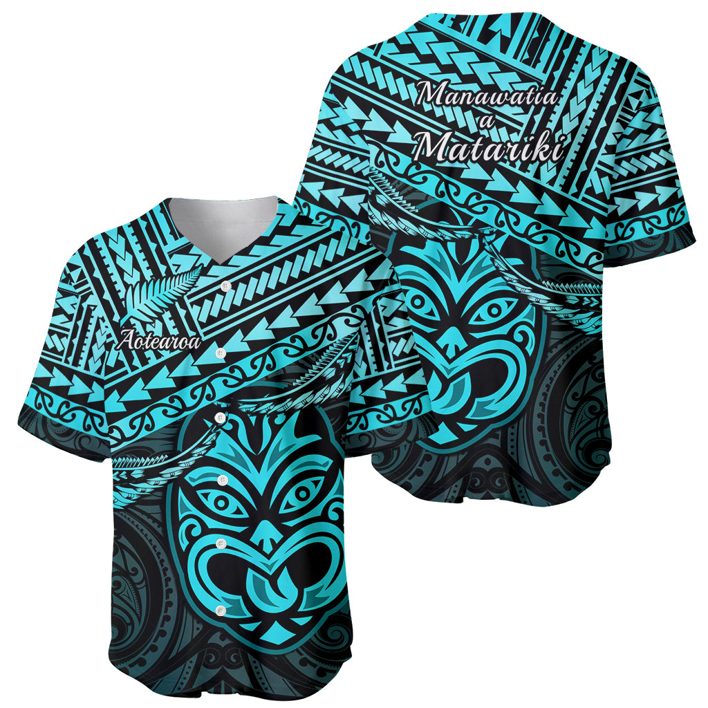 Matariki New Zealand Baseball Jersey Maori New Year Tiki Turquoise Version LT14