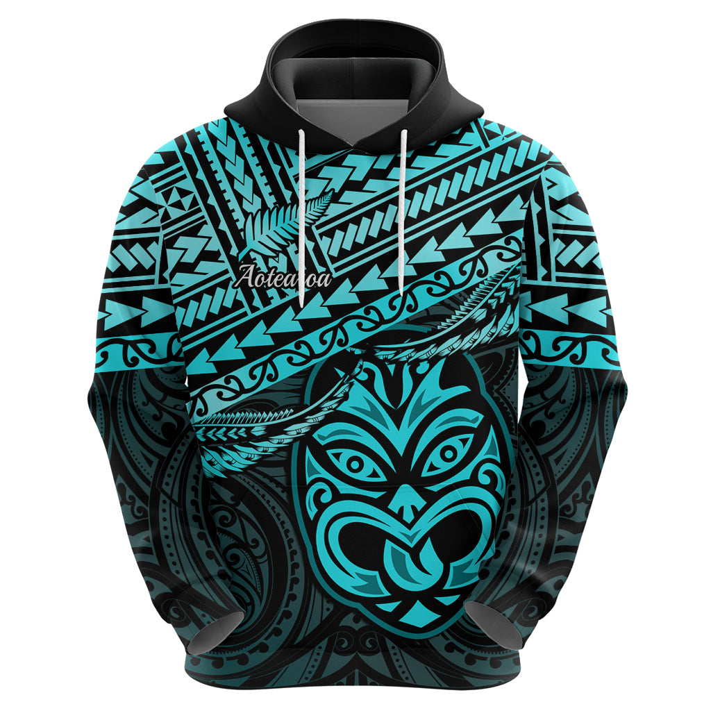 Matariki New Zealand Hoodie Maori New Year Tiki Turquoise Version LT14