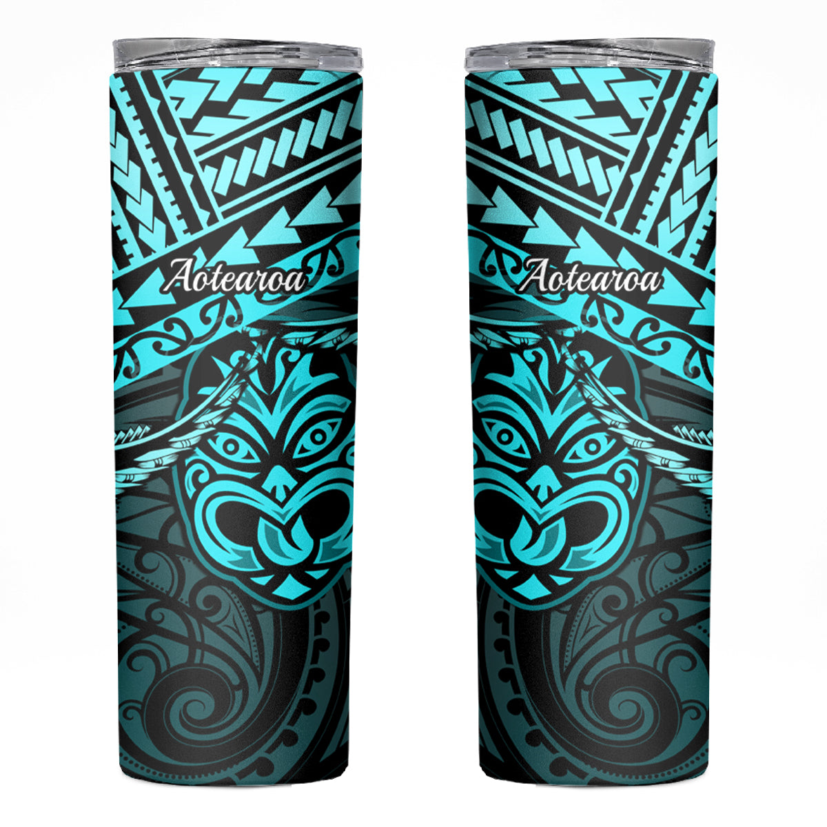 Matariki New Zealand Skinny Tumbler Maori New Year Tiki Turquoise Version