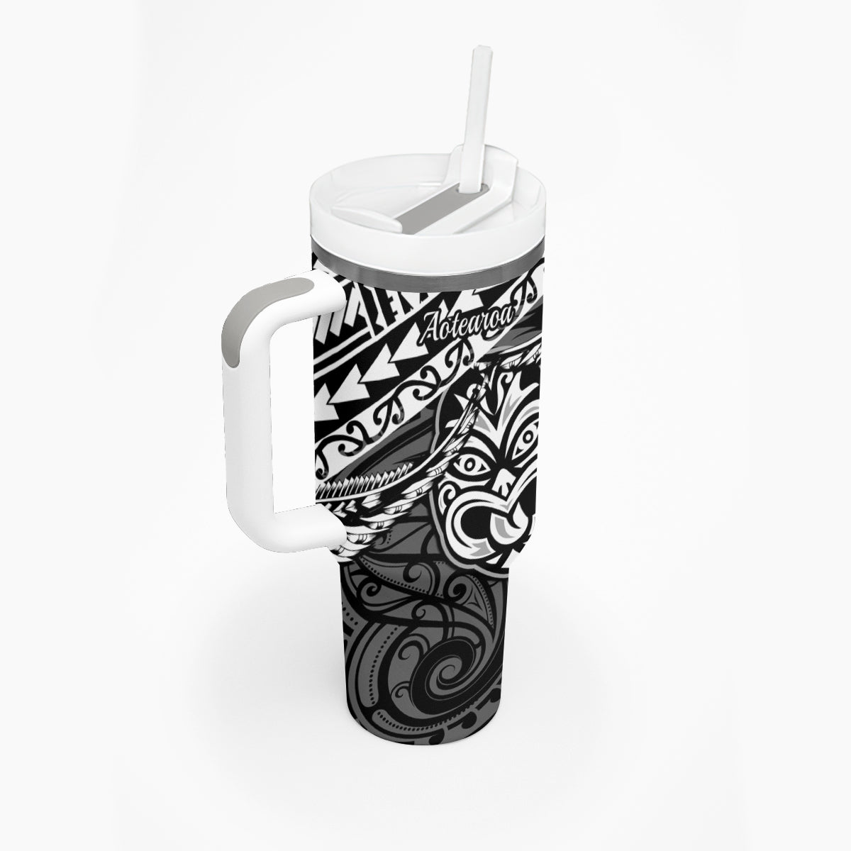 Matariki New Zealand Tumbler With Handle Maori New Year Tiki Black Version