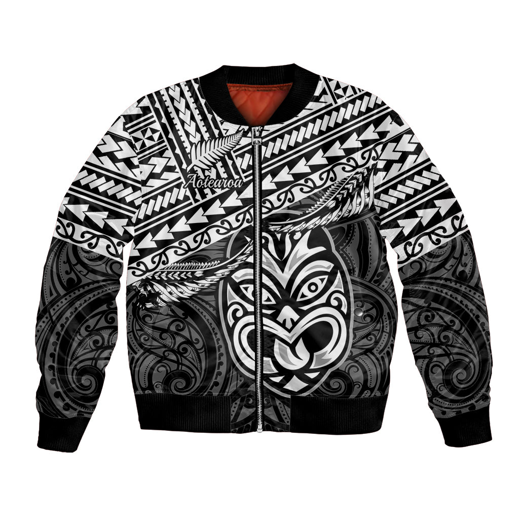 Personalised Matariki New Zealand Bomber Jacket Maori New Year Tiki Black Version LT14 Unisex Black - Polynesian Pride