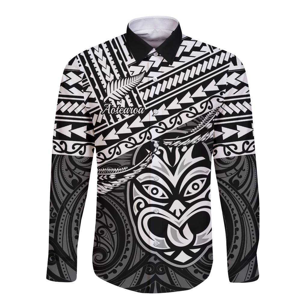 Personalised Matariki New Zealand Long Sleeve Button Shirt Maori New Year Tiki Black Version LT14 Unisex Black - Polynesian Pride