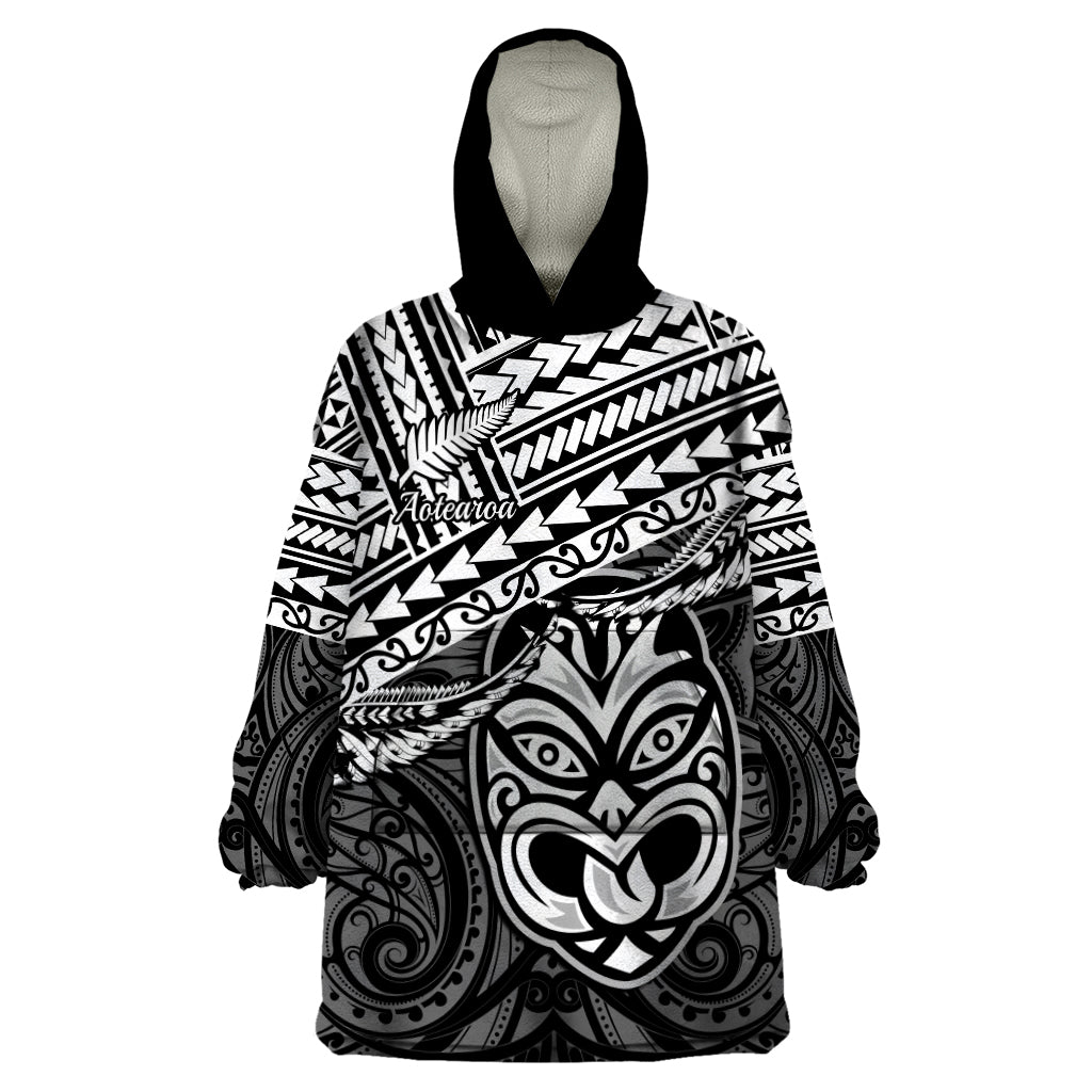 Personalised Matariki New Zealand Wearable Blanket Hoodie Maori New Year Tiki Black Version LT14 One Size Black - Polynesian Pride
