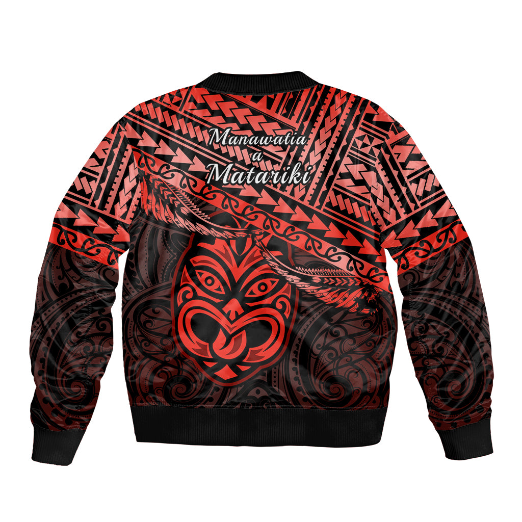 Matariki New Zealand Bomber Jacket Maori New Year Tiki Red Version LT14