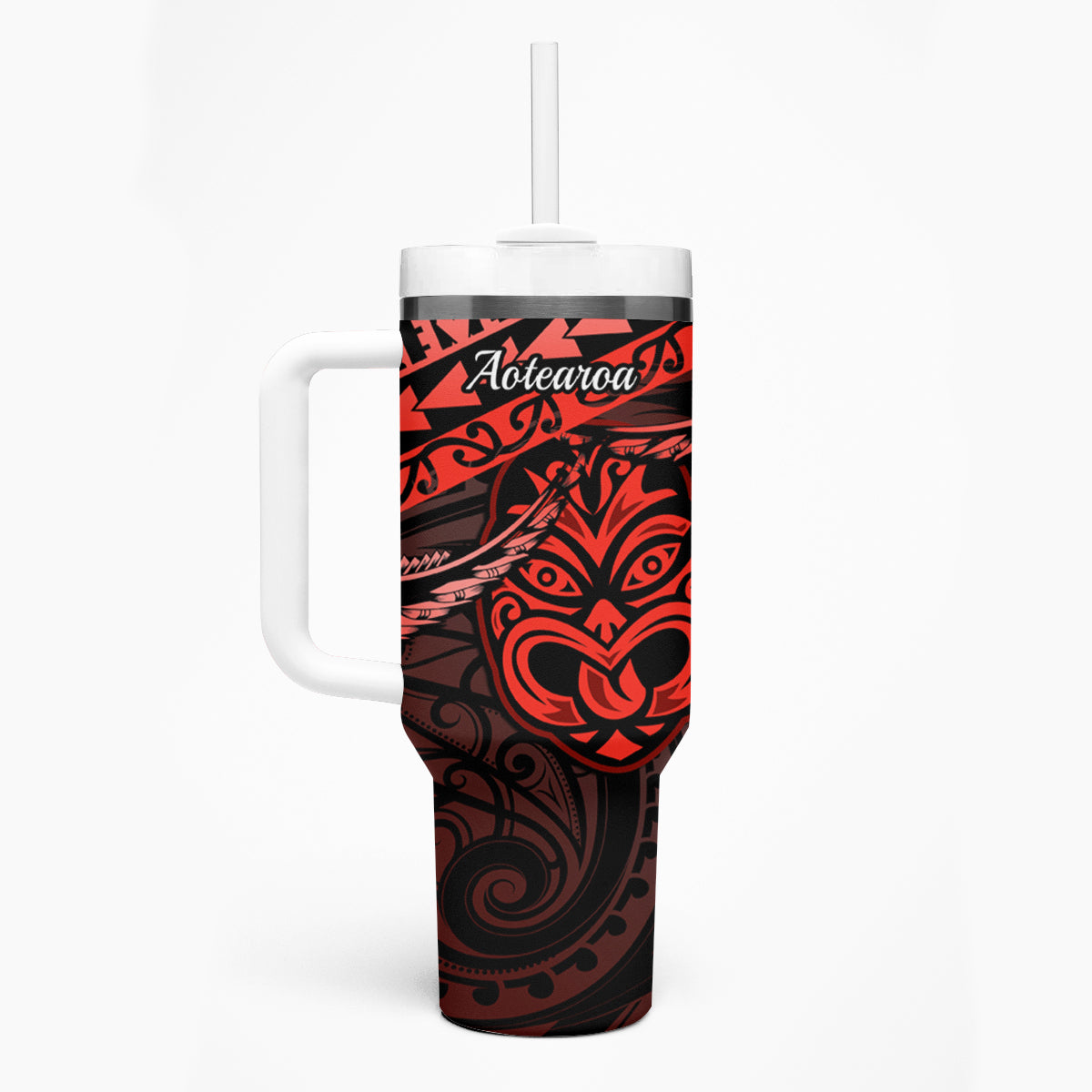 Matariki New Zealand Tumbler With Handle Maori New Year Tiki Red Version