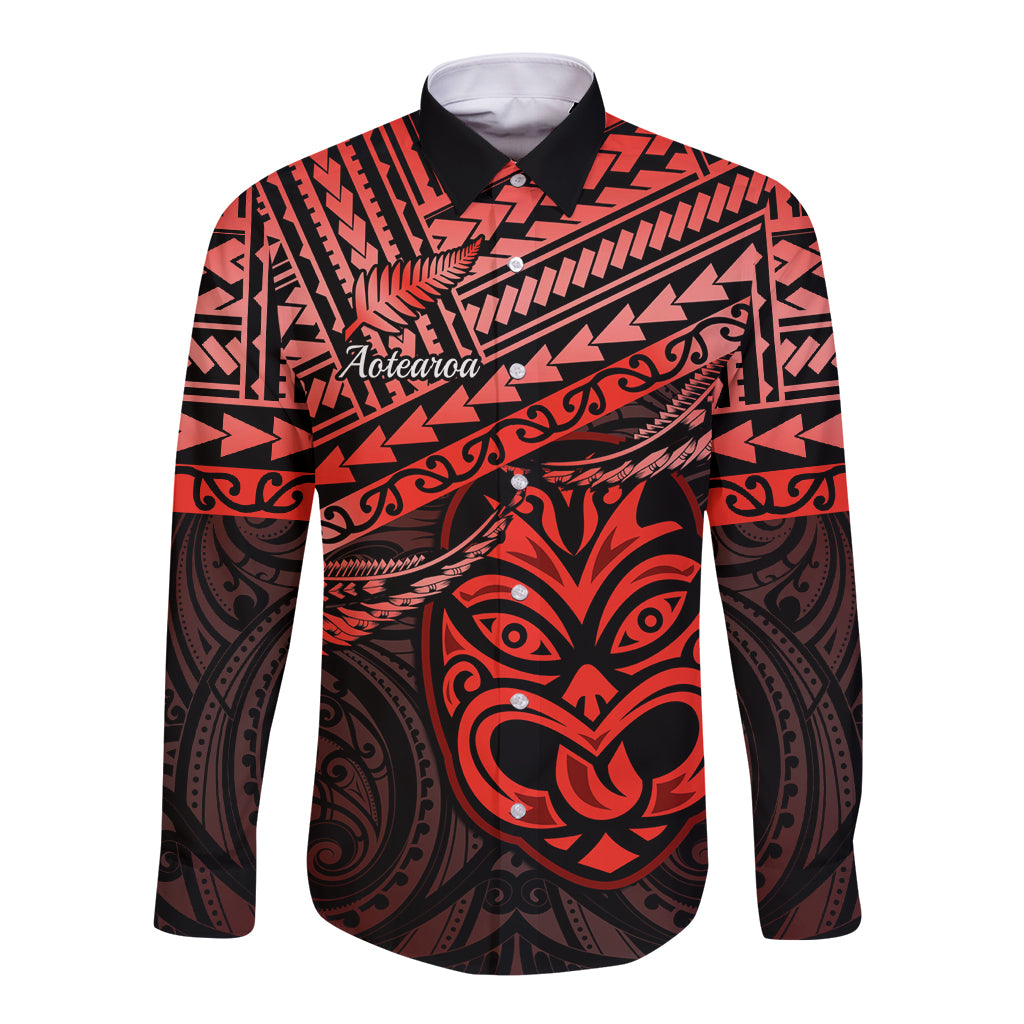 Personalised Matariki New Zealand Long Sleeve Button Shirt Maori New Year Tiki Red Version LT14 Unisex Red - Polynesian Pride