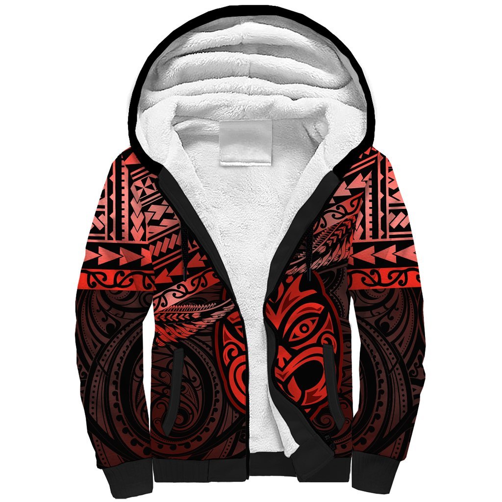 Personalised Matariki New Zealand Sherpa Hoodie Maori New Year Tiki Red Version LT14 Unisex Red - Polynesian Pride