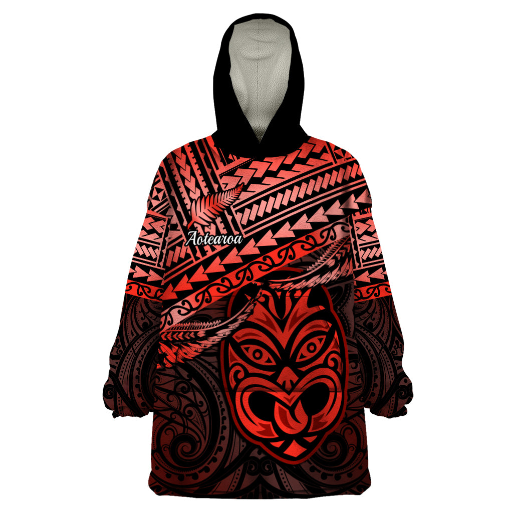 Personalised Matariki New Zealand Wearable Blanket Hoodie Maori New Year Tiki Red Version LT14 One Size Red - Polynesian Pride